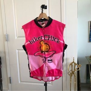 Precaryous biker chick  cycling jersey